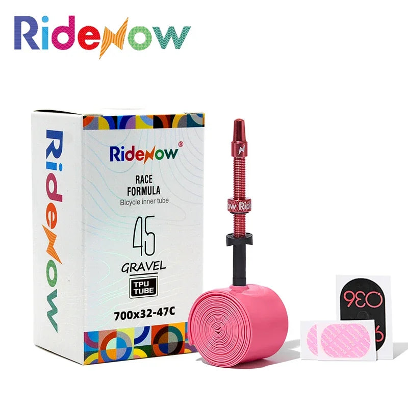 RideNow Metal Nozzle Tpu Inner Tube Removable Valve Cores External Thread Tube 700Cx18-32C/32-47C Road Bike &Gravel Presta Valve