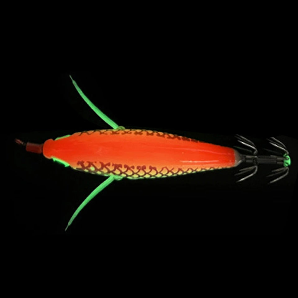 Luminous Squid Hook Squid Fishing Lure with 3D Eyes Cuttlefish Attracting Lure Glow In The Dark Squid Bait for Night Fishing