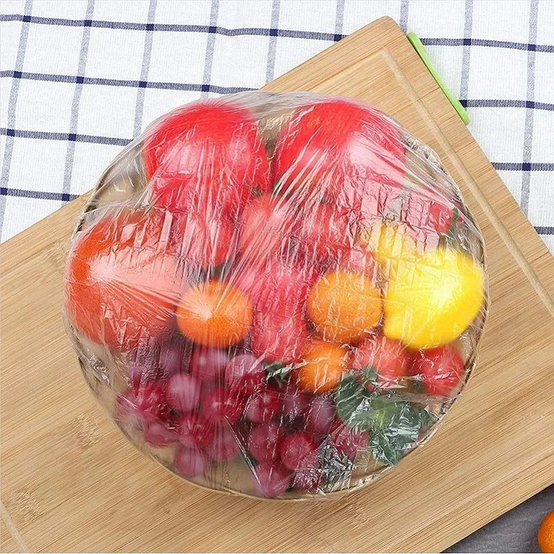 50 Pieces Disposable Food Cover Plastic Wrap Food Grade Fruit And Vegetable Plastic Bags Elastic Plastic Bags Kitchen Organizer