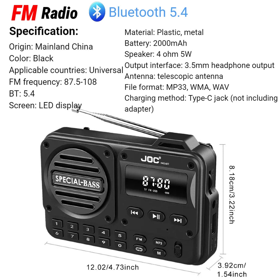 FM/AM Pocket Radio Player Telescopic Antenna Dual Band Music Player Radio Battery Powered Pocket Stereo Radio Built-in Speaker