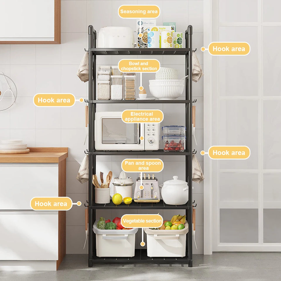 5-Shelf Adjustable Storage Shelves Heavy Duty Rack Storage Shelving Unit 66 Lbs Capacity Organizer for Kitchen,Garage,Bathroom