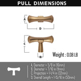 Goo-Ki Antique Brass Stainless Steel Cabinet Handles T Bar Knobs Modern Drawer Pulls for Kitchen Cabinet Hardware for Bedroom