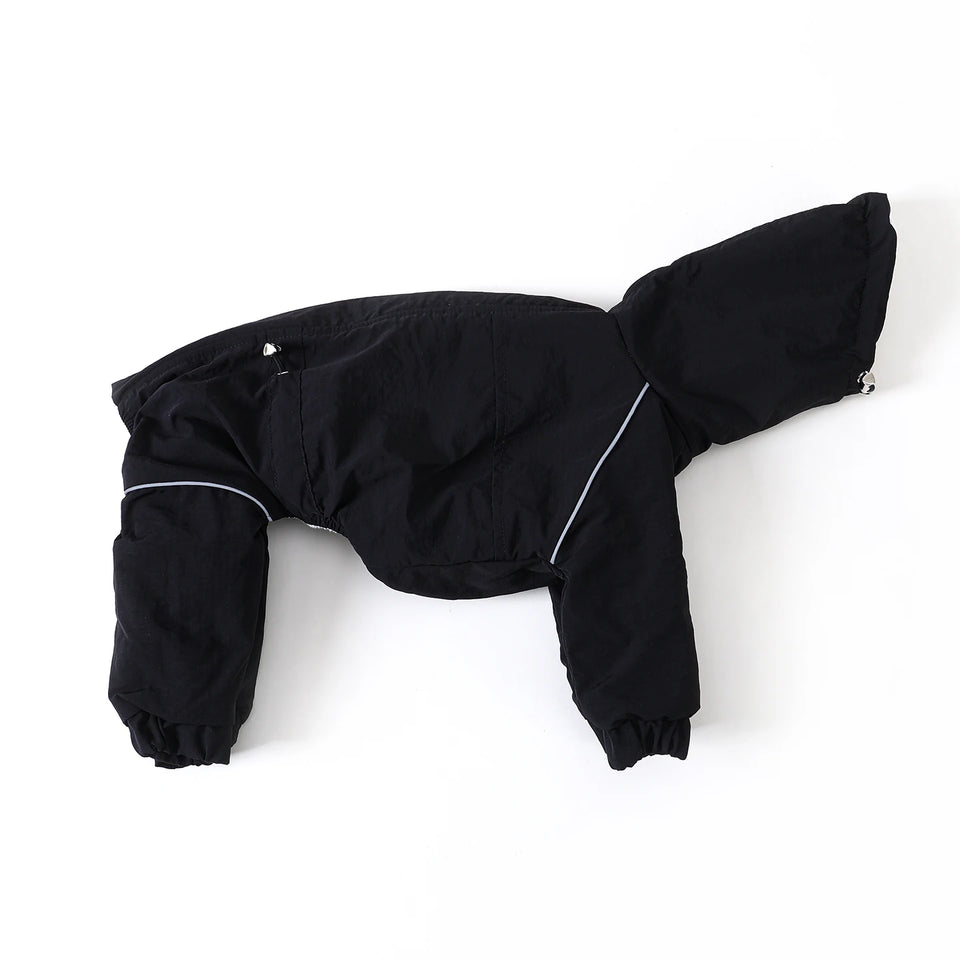 Winter 4-legged Windproof Cotton Jacket for Italian Greyhound Warm High Neck Adjustable Sweatshirt for Whippet Greyhound to 25KG