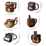 Resin Musical Instrument Coffee Mug Guitar Pattern Handcrafted Coffee Cup Durable Guitar Shaped Coffee Cup for Home Kitchen