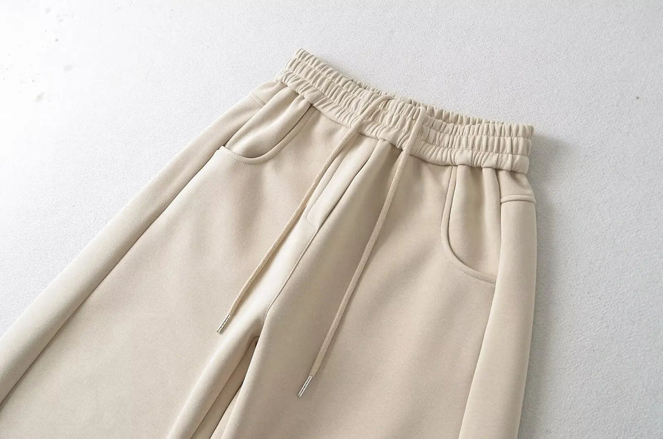 Street Sle High Waist Wide Leg Sport Pants Women's Casual Loose Straight Leg Trousers Coffee Color Trendy Spring Autumn