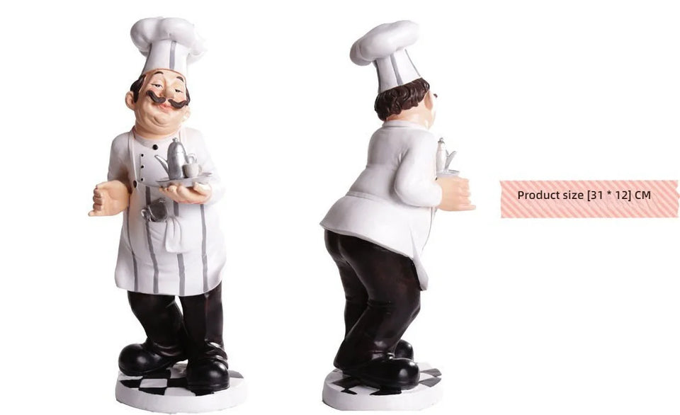 Restaurant Resin Decor - Chef Figurine & Bar Ornaments for Cafe, Commercial Kitchen Decorations Durable Resin Craft