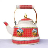 1.7L Tibetan Style Porcelain Enameled Teapot Chinese Ethnic Characteristic Milk Tea Infuser Enamel Boiling Water Kettle