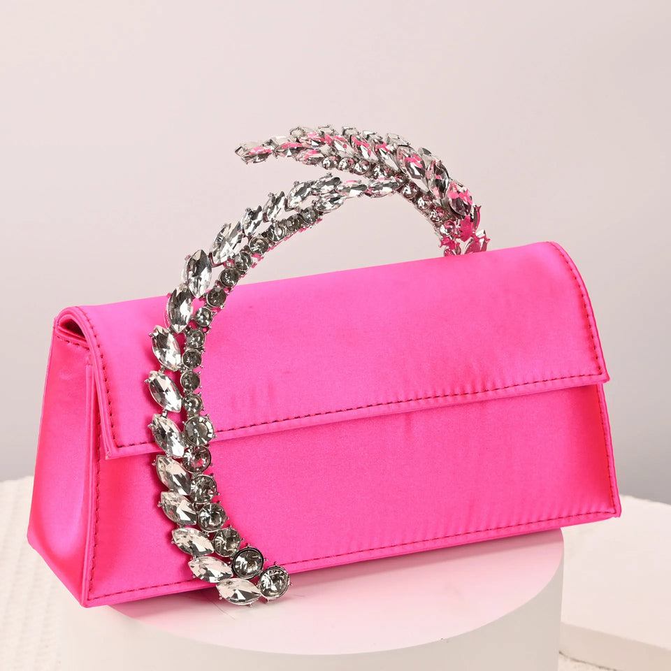 Luxury Diamond Evening Bag Clutch Satin Women Designer Handbags Crystal Silk Shoulder Crossbody Bags for Women Wedding Box Bag