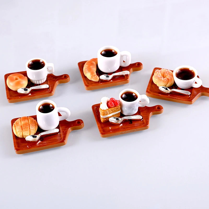 6pcs/ Set 1:12 Kitchen Toy Decoration Miniature Resin Coffee Cup Model Simulates Food And Beverage Home Tableware Decoration