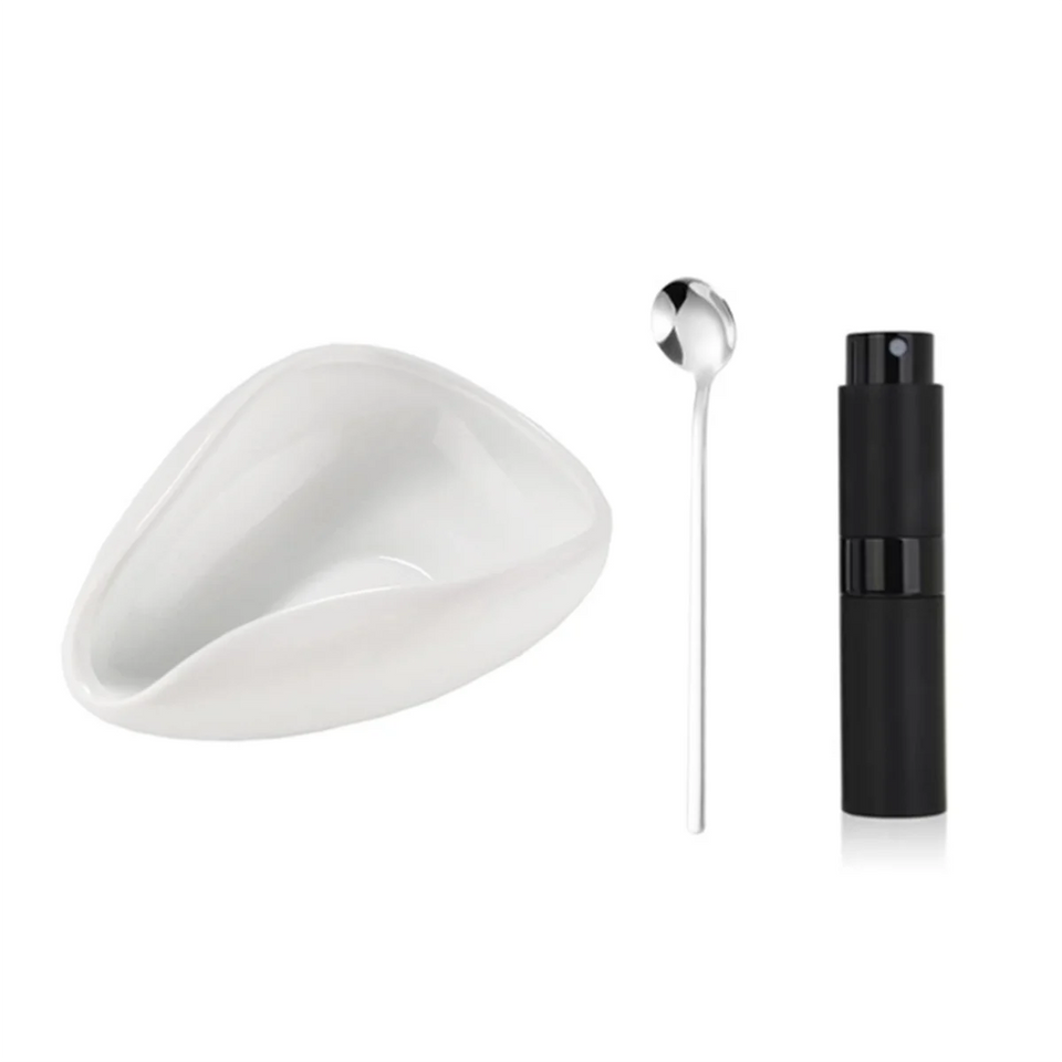Coffee Bean Dosing Cup and RDT Spray Bottle and Spoon 3-Piece Set, Coffee Bar Accessories, Ceramic Dosing Vessels White HOT