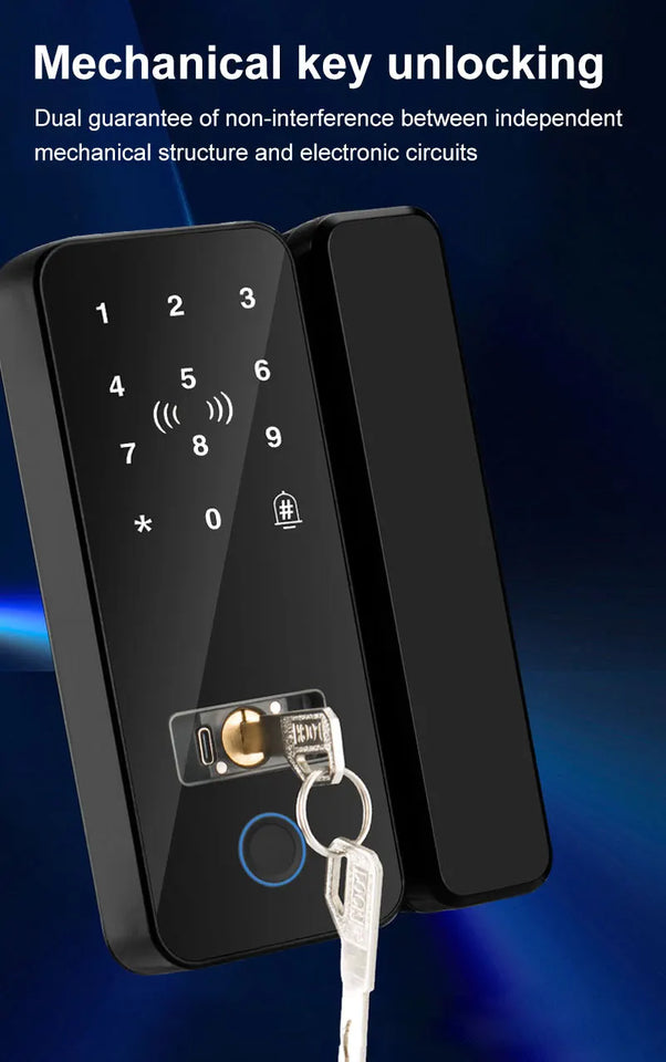 Bluetooth Electronic Glass LOCK Fingerprint Recognition Smart Lock Tuya APP Rfid Card Biometric Unlock for Glass Door Lock