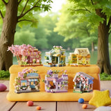 Coffee Ice Cream Flower Shop Store Street View Food House Building Blocks Kit Girls Bricks Model Kids Toy Mini Assembly Bricks