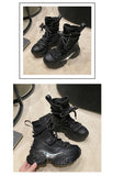 Women Ankle Boots Autumn Chunky Shoes Woman High Platform Breathable Sneakers 7.5CM Thick Sole Wedges Motorcycles Boots Winter