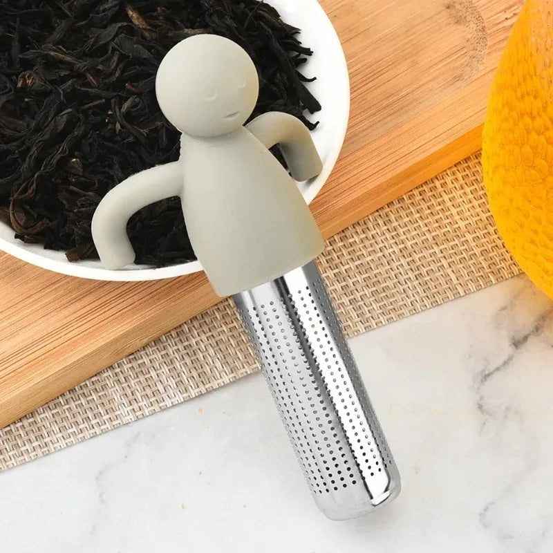 1PC Reusable tea maker Stainless steel tea filter Kitchen Restaurant Garden Accessories Creative humanoid tea filter