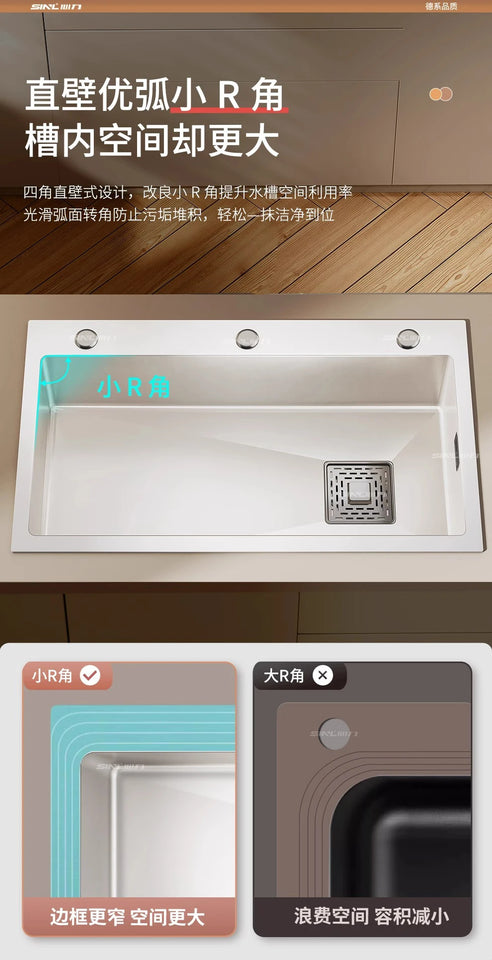 White Kitchen Sink, Stainless Steel Vegetable Sink, Large Sink Under The Table