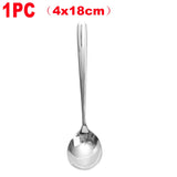 1/5PCS Round Head Soup Spoon Stainless Steel Long Handle Stirring Spoon Portable Dessert Coffee Scoop Home Kitchen Tableware