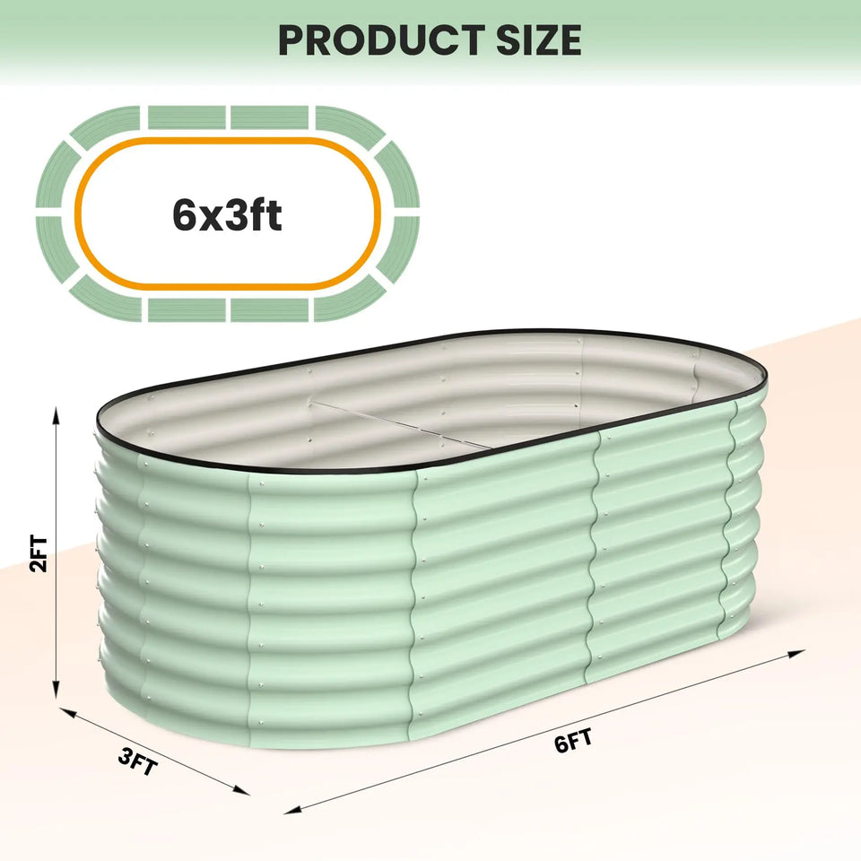 2-Pack Oval Galvanized Steel Raised Garden Bed Open Base Safety Edge Metal Planter Box Raised Beds for Vegetables Flowers Herbs