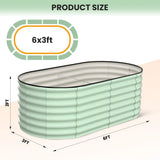 2-Pack Oval Galvanized Steel Raised Garden Bed Open Base Safety Edge Metal Planter Box Raised Beds for Vegetables Flowers Herbs
