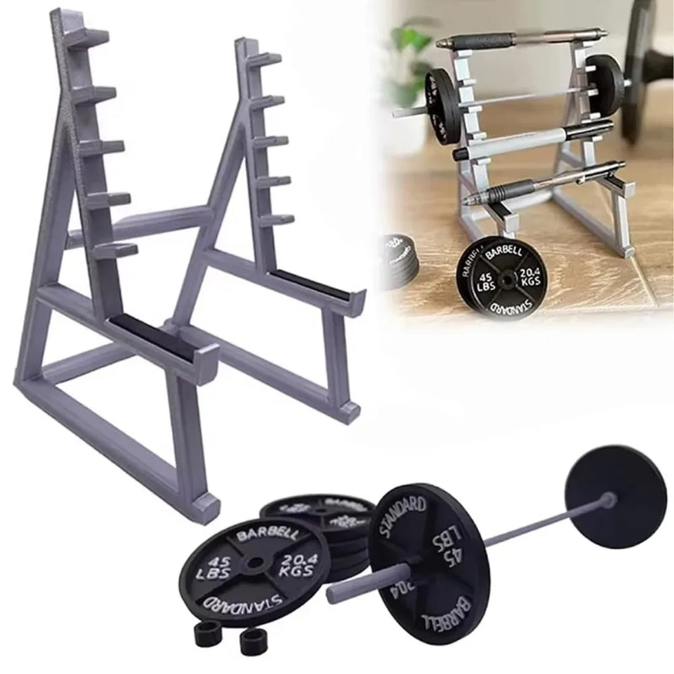 Creative Barbell Rack Pen Holder With Barbells And Weights Desk Pen Organizer Mini Squat Rack Ornaments Stationery Storage Rack