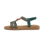 Women's sandals summer bohemian one line elegant slimming anti slip comfortable daily vacation flat beach shoes
