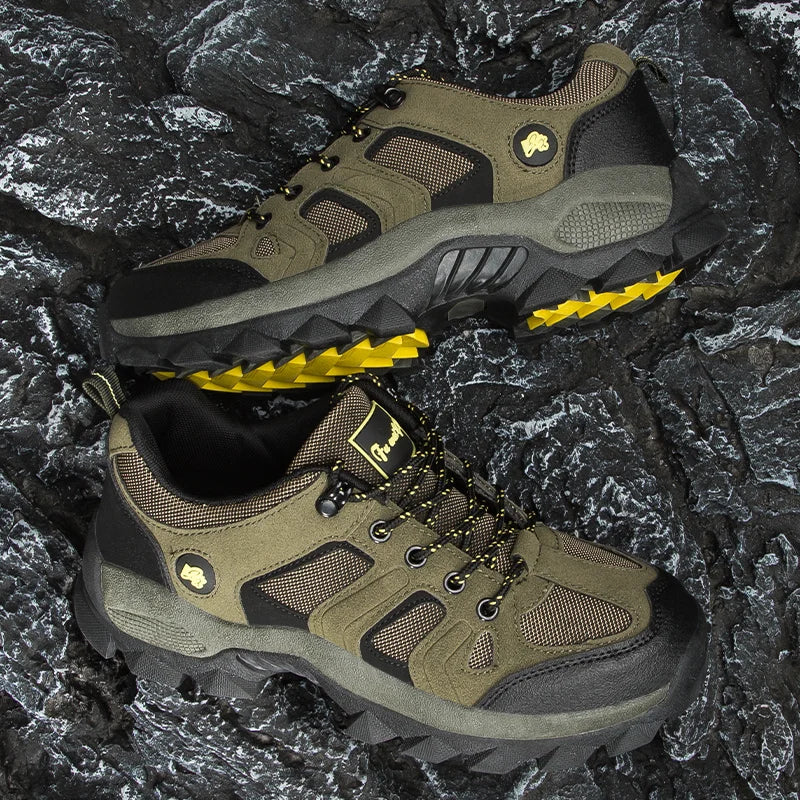Spring Casual Shoes Men Breathable Comfortable Lace Up Walking Shoes Autumn Classic Outdoor Sneakers Thick-Soled Hiking Shoes