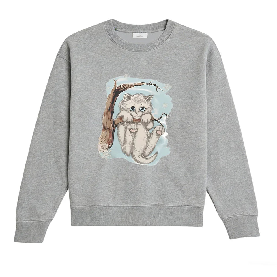 Opalite Kitten in Tree Sweatshirt 90s Nostalgia Playful Cat Crewneck Showgirl Gift Idea Clothes Unisex TS Opalite Music Pullover