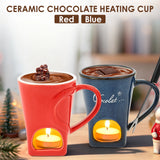 150ML Chocolate Fondue Cup European Candle Cup Ceramic Mug Heating Food Cheese Butter Coffee Mug With Fork Home Party Supplies