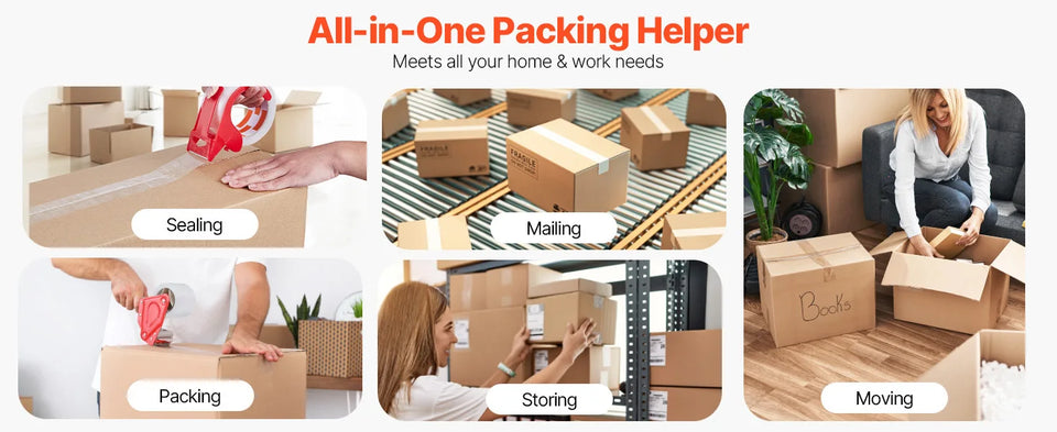 SucceBuy 6 Rolls 59M Transparent Tape BOPP Paper Packaging Sealing Tape with 6pcs Dispenser for Box Moving Packing, Shipping
