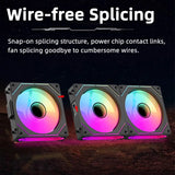 COOLCIRC PC Case Fan 120mm ARGB  Mirror Cycle Light Effect CPU Cooler Fan 4PIN PWM 58.36CFM Fan for Computer Water Cooler