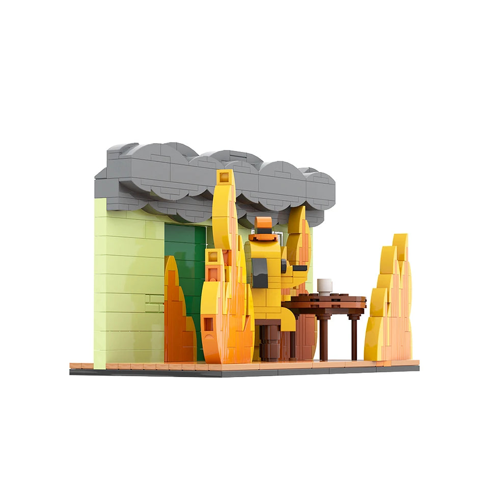 MOC This is Fine Dog Animal Dog Building Blocks Cartoon Creative Animal Bricks Animation Creative Ornament Toys Children's Gifts