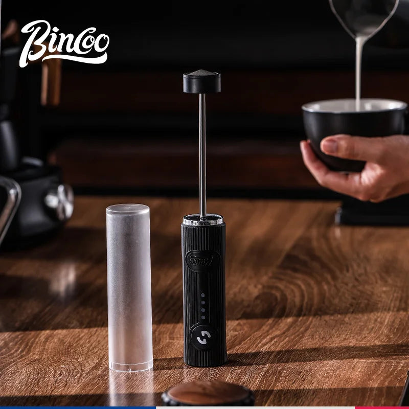 2025 New Milk Foamer Bincoo Coffee Frother Rechargeable Handheld Coffee Milk Electric Handle Blender Egg Beater Espresso Tool