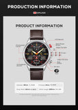 BORUSE Fashion Mens Sports Watches Luxury Men Business Wrist Watch Leather Quartz Watch Waterproof Luminous Male Clock With Box