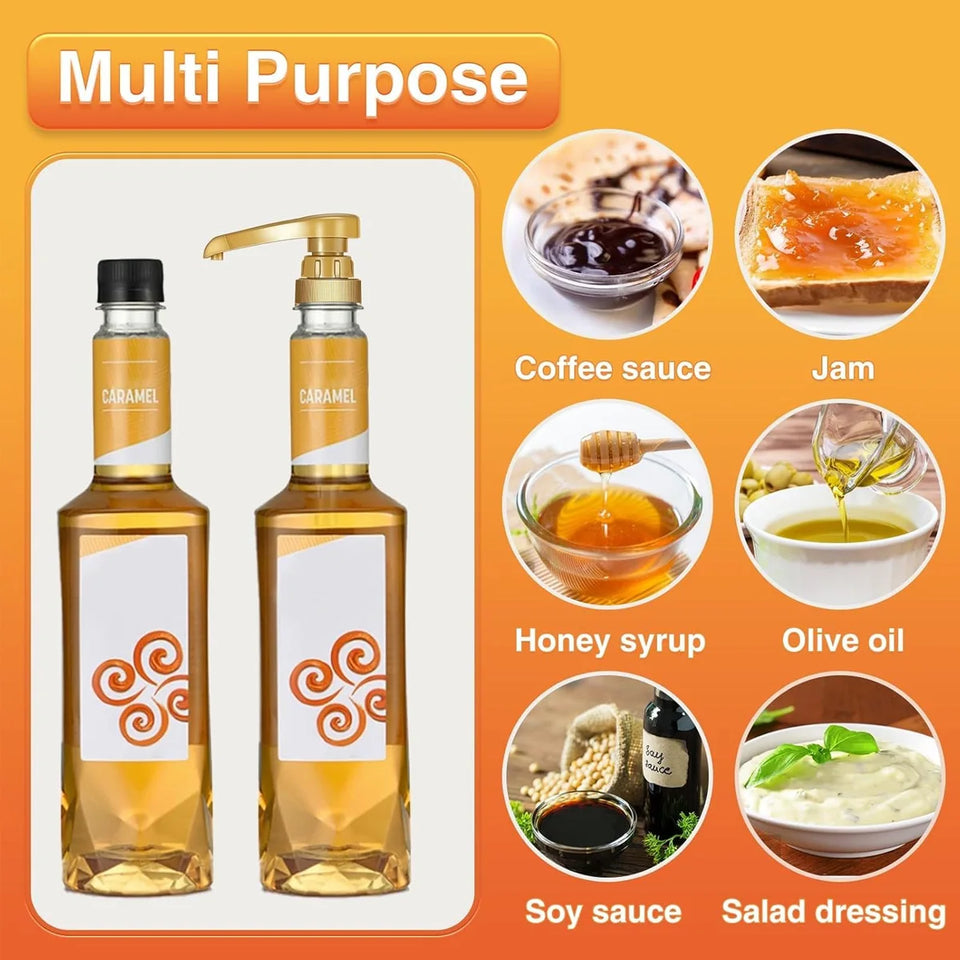Coffee Syrup Pump Dispenser, 8 Pack of Syrup Pump for 750ml/25.4 oz Syrup Bottle, Gold Pumps for Coffee Syrup Bottle