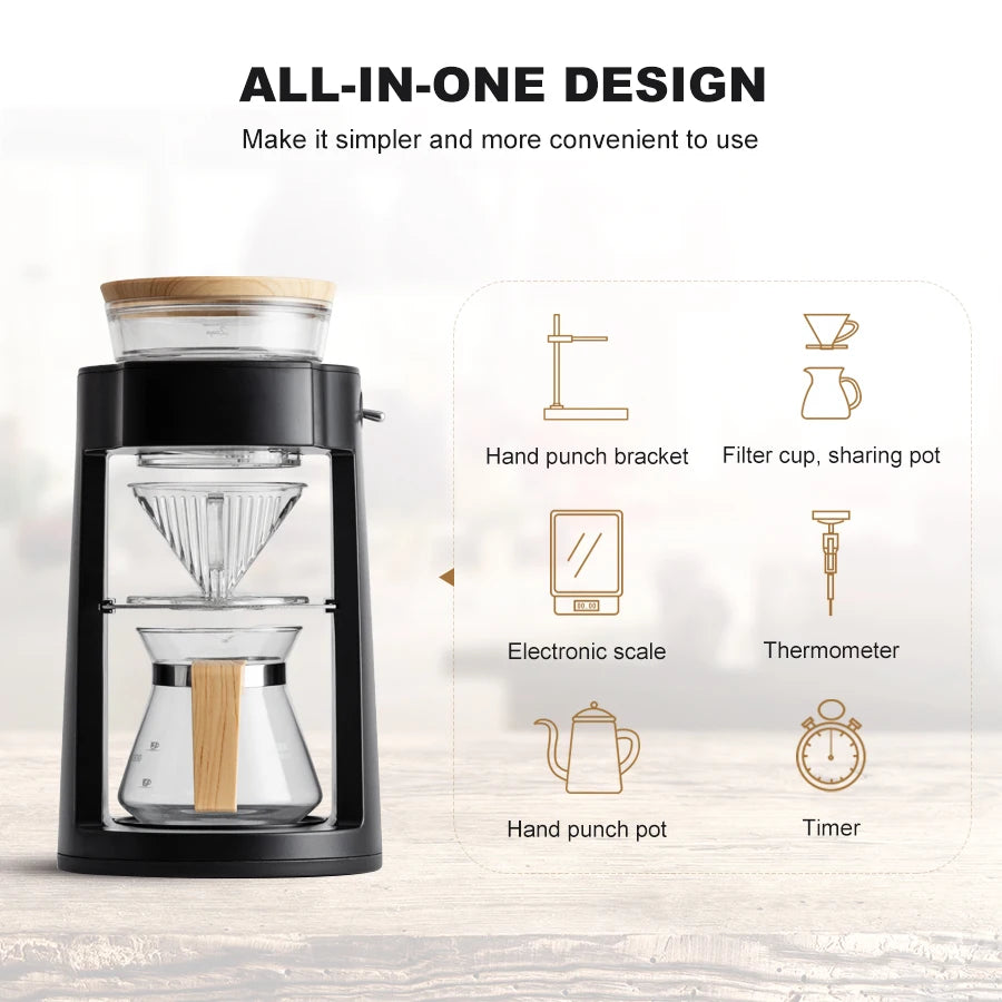 Electric Drip Coffee Maker Household Coffee Machine Tea Coffee Pot Milk