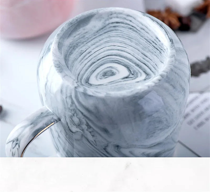 Nordic Ins Style Ceramic Mug Marbled  Gold Rim Coffee Cup Oatmeal Breakfast Cup Valentine's Day present Couple water cups