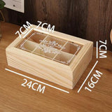 6 Grids Wooden Tea Box Portable Jewelry Box Divided Tea Storage Organizer Wood Storage Rack Coffee Tea Bag Storage Holder