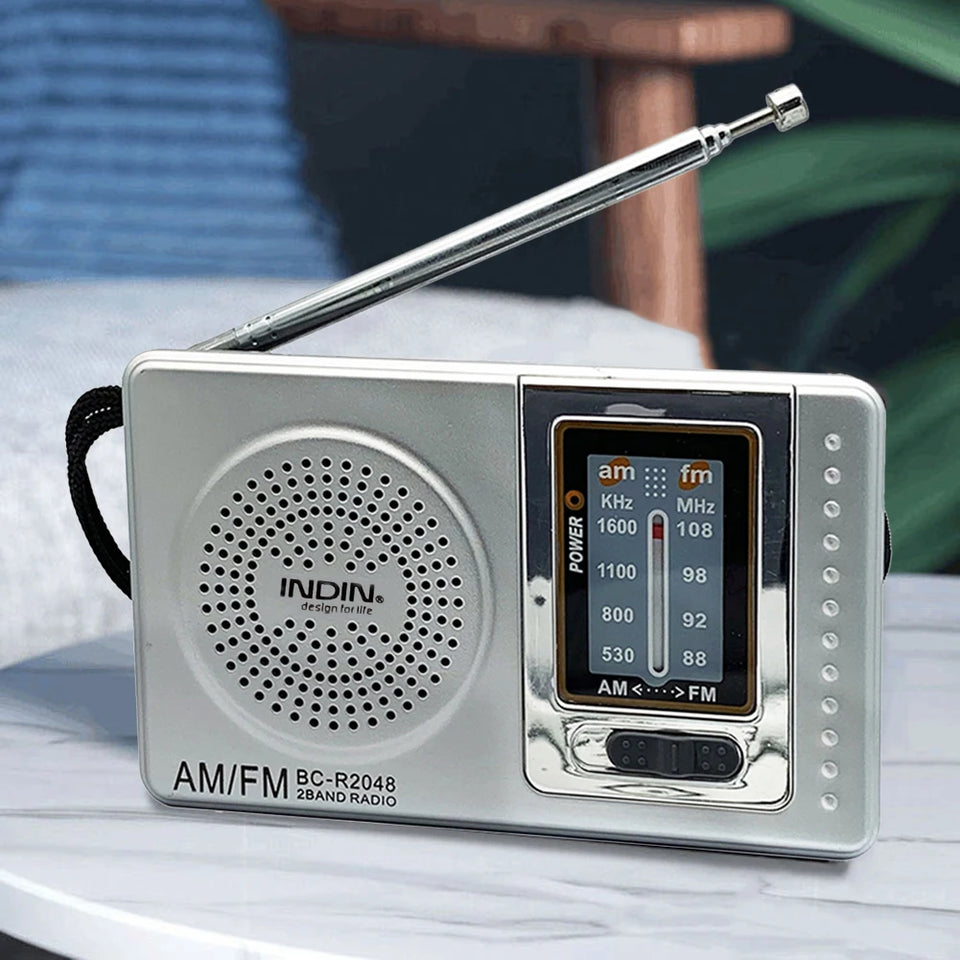 FM/AM Pocket Radio Player Telescopic Antenna Dual Band Music Player Radio Battery Powered Pocket Stereo Radio Built-in Speaker