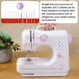 12 Stitches Electric FMSH-505 Sewing Machine Mini Household Sewing Machine with Extension Table US Automatic winding design