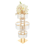 5 Tiers Gold/Silver Wedding Centerpieces Flower Stand Vase Centerpiece Acrylic Flower Stand with Hanging Acrylic