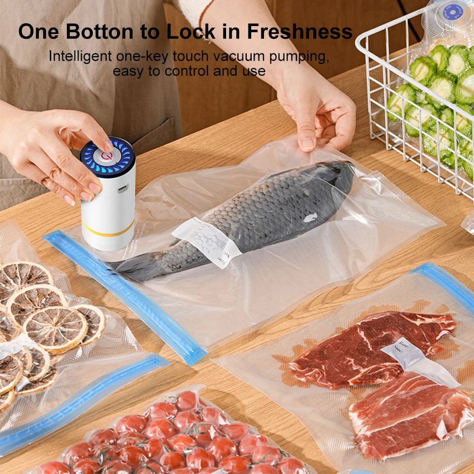 Electric Vacuum Sealer Pump Portable Handheld Vacuum Sealer Pump Rechargeable Sealer Pump with BPA-Free Vacuum Packaging Bag