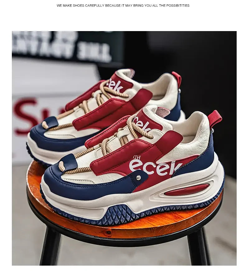 Chunky Sneaker Plus Size 45 46 47 48 Men Designer Sport Shoes Fashion Casual Leather Fabric Height Increased Flat Platform Shoes