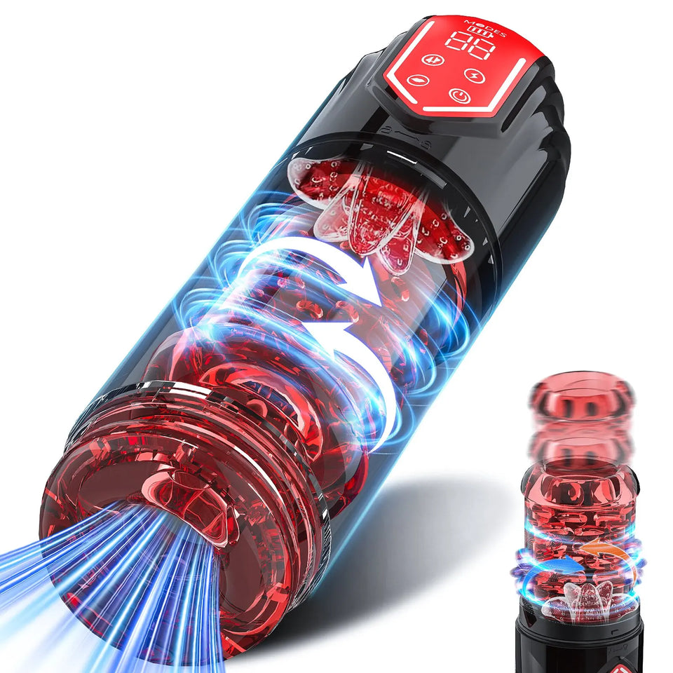 New LCD Automatic Sucking Licking Masturbator Cup 9 Thrusting Rotating Pocket Pussy Pumps & Enlargers Stroker Blowjob Penis Pump