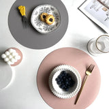 1/6/10 Sets Round PU Leather Placemats & Coaster Set Oil-Proof Waterproof Insulation Mat for Kitchen Coffee Shop Christmas Decor