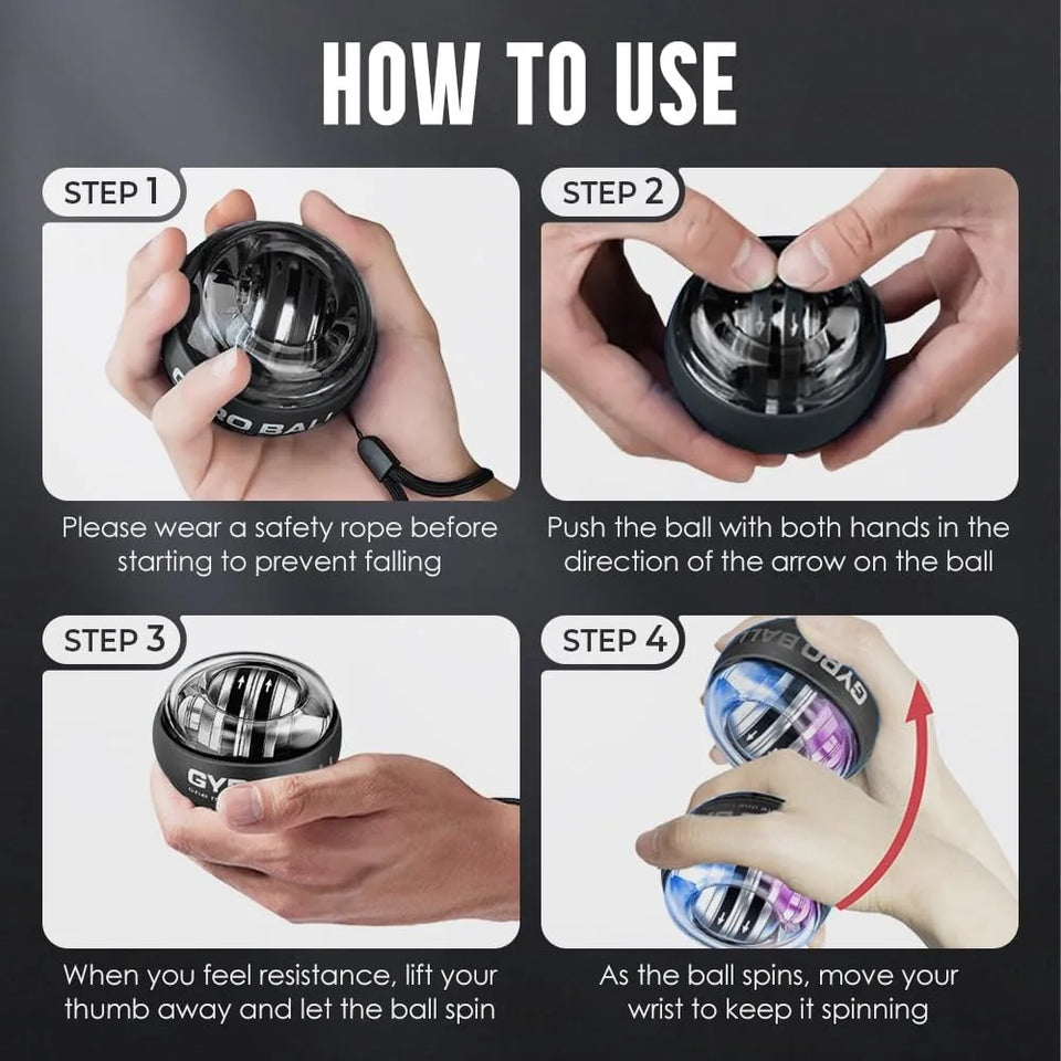 Torque ball hand exercise device, grip strength training device, forearm strength device, wrist power gyroscope ball, hand stren