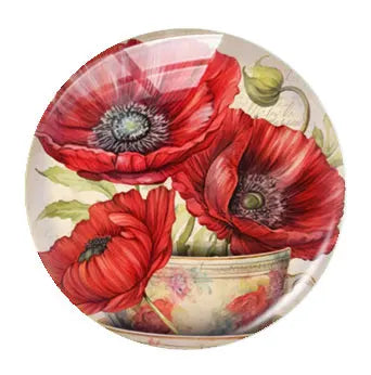 Handmade Teacup Coffee Cup Flower Photo Glass Cabochon Flatback Demo Flat Back Cameo For Diy Jewelry Making Supplies Accessories