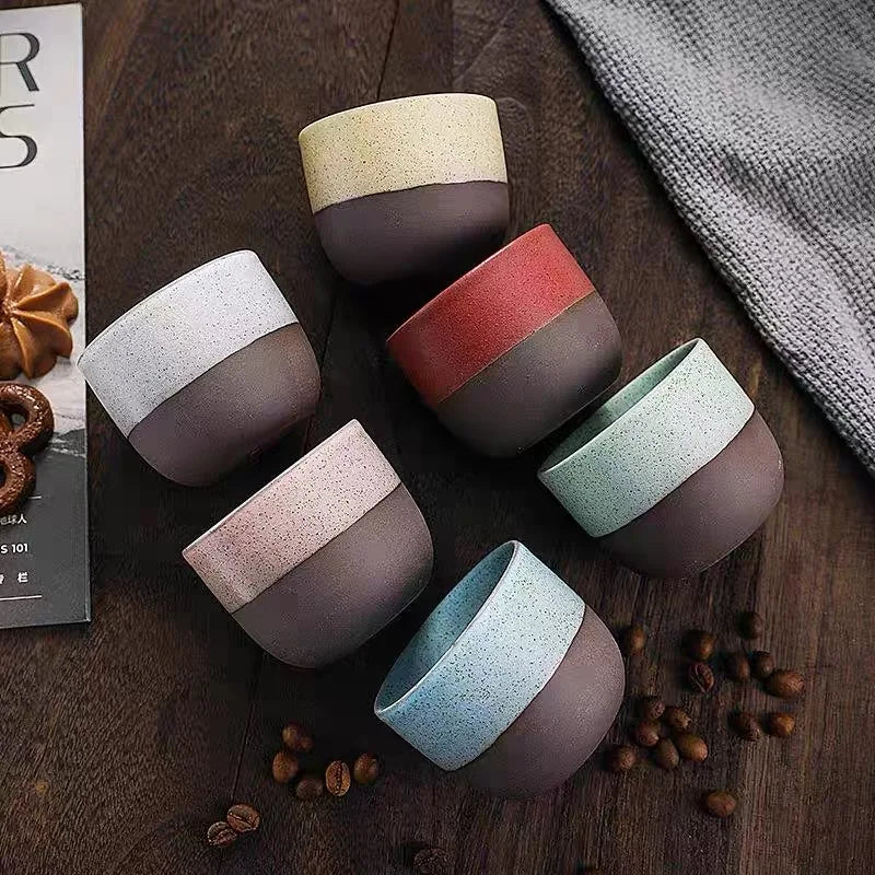 Japanese Ceramic Tea Cup Retro Matte Coarse Pottery Espresso Cups Handmade Coffee Ceramic Mug Drinkware Gift