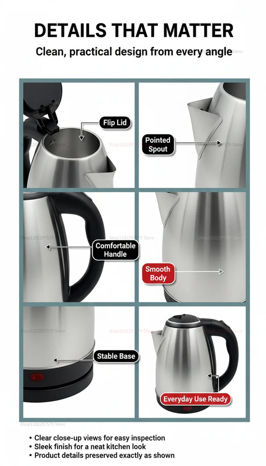 Electric Kettle 304 Stainless Steel Durable Portable Water Boiler Pot Fast Boil for Home During  Electric Water Kettle for Home