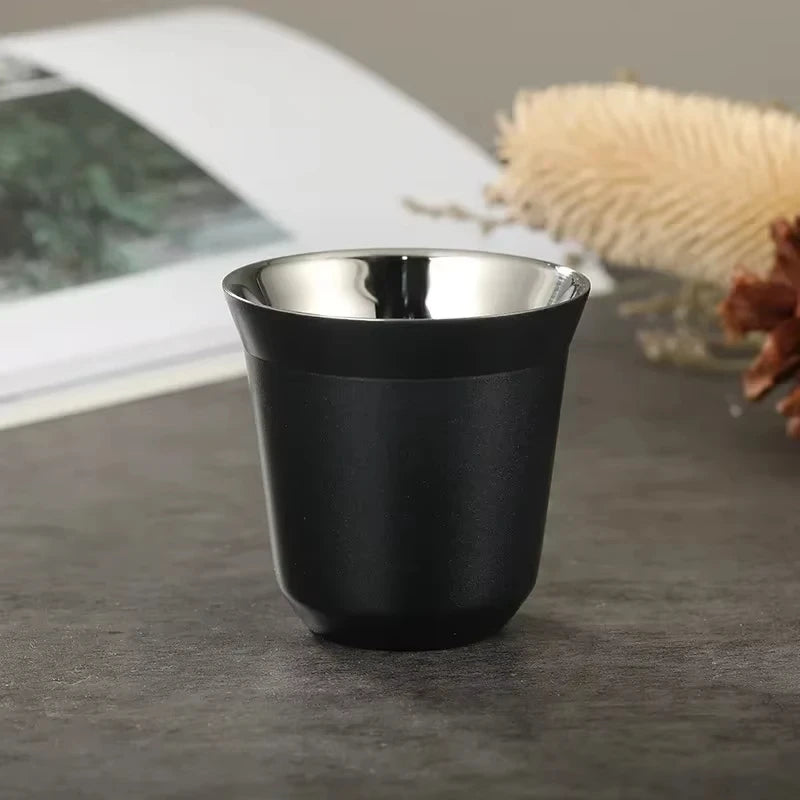 1pcs 80ml 160ml 250ml Mini Coffee Cups High Quality Stainless Steel Double Wall Heat-insulating Coffee Cups Portable Drink Cups