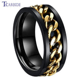 Dropshipping 8mm New Arrivals Men Women Stainless Steel Rotate Chain Ring Stepped Grooved Brushed Festival Fashion Gift Jewelry