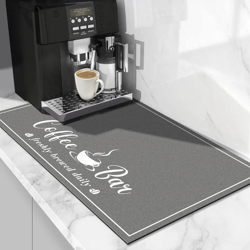Coffee Bar Drying Mat Fashion Kitchen Decor Non-Slip Heat Resistant Countertop Mat Daily Trendy Countertop Decor Mat